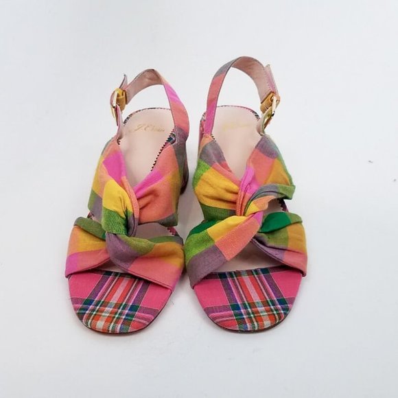J. CREW Twisted-Knot Penny Sandals in Plaid 6.5 - Picture 6 of 8